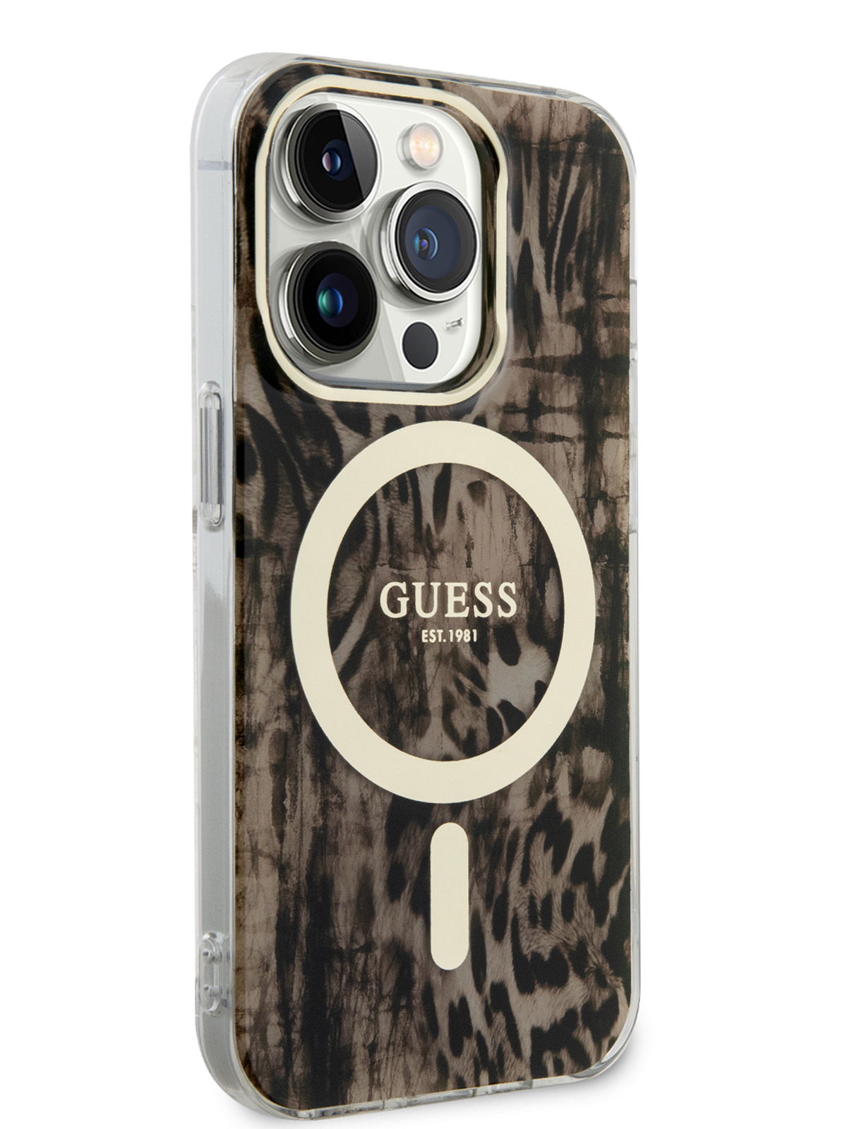 Чехол Guess для iPhone 14 Pro с MagSafe Leopard Brown/Gold, Коричневый, PC/TPU MagSafe
Чехол Guess для iPhone 14 Pro с MagSafe Leopard Brown/Gold, Коричневый, PC/TPU MagSafe