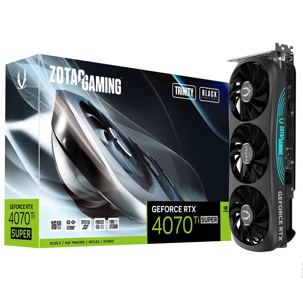 Видеокарта Zotac RTX 4070Ti SUPER TRINITY BLACK ED, GeForce RTX 4070 Ti SUPER TRINITY
Видеокарта Zotac RTX 4070Ti SUPER TRINITY BLACK ED, GeForce RTX 4070 Ti SUPER TRINITY