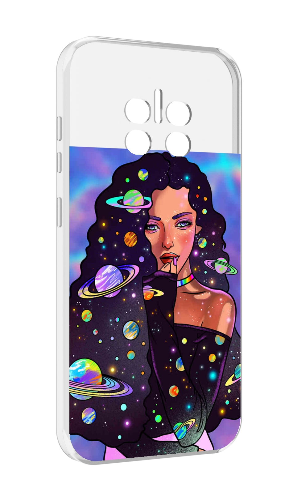 Чехол MyPads девушка-с-планетами-в-волосах женский для Doogee V11, Прозрачный, Tocco 
Чехол MyPads девушка-с-планетами-в-волосах женский для Doogee V11, Прозрачный, Tocco