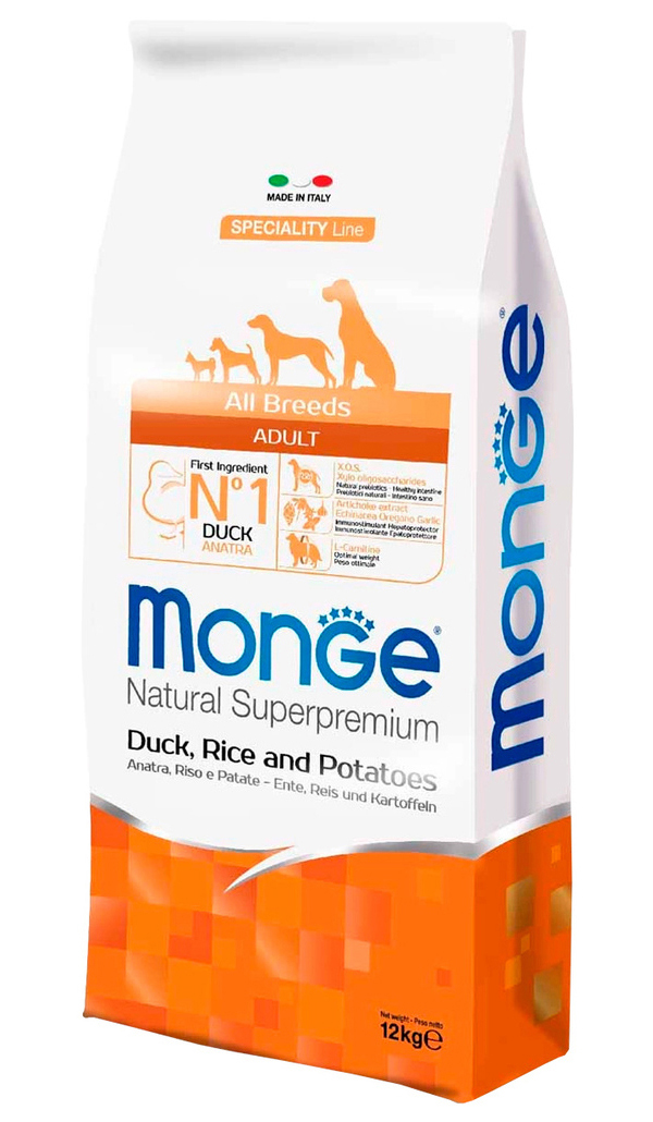 MONGE MONGE SPECIALITY DOG DUCK для взрослых собак всех пород с уткой, рисом и картофелем
MONGE MONGE SPECIALITY DOG DUCK для взрослых собак всех пород с уткой, рисом и картофелем