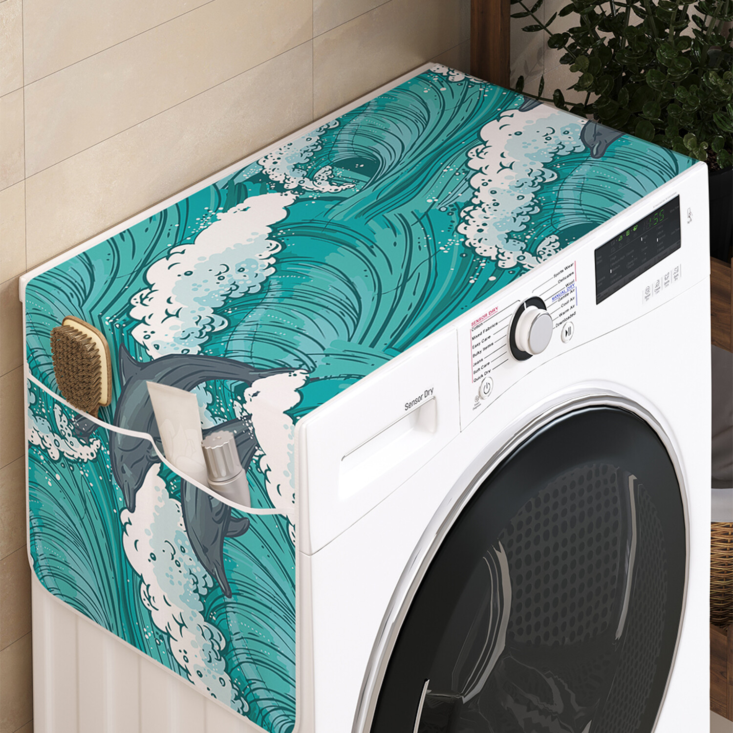 Чехол накидка для стиральной машины Ambesonne с рисунком 35 на 120, Танец дельфинов 
Чехол накидка для стиральной машины Ambesonne с рисунком 35 на 120, Танец дельфинов