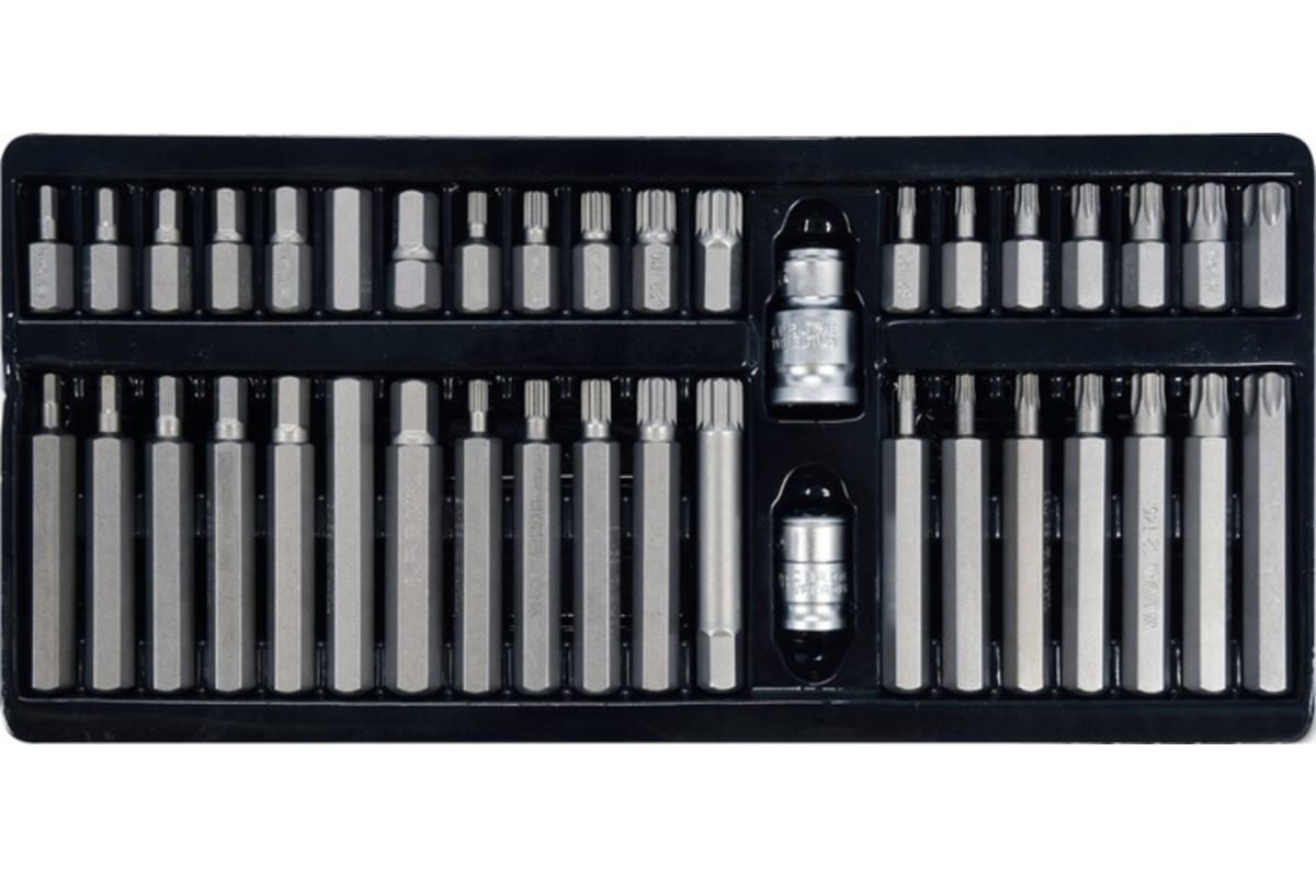 Набор бит 1/2 inch, 3/8 inch, 40 пр: HEX (6 гр.), SPLINE (12 гр.), TORX, в метал. боксе
Набор бит 1/2 inch, 3/8 inch, 40 пр: HEX (6 гр.), SPLINE (12 гр.), TORX, в метал. боксе