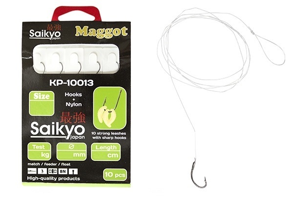 фото Крючки saikyo kp-10013 maggot bn №6 c поводками ( 1 упк. по 10шт.)