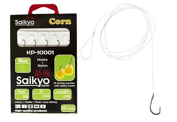 фото Крючки saikyo kp-10001 corn bn №6 c поводками ( 1 упк. по 10шт.)