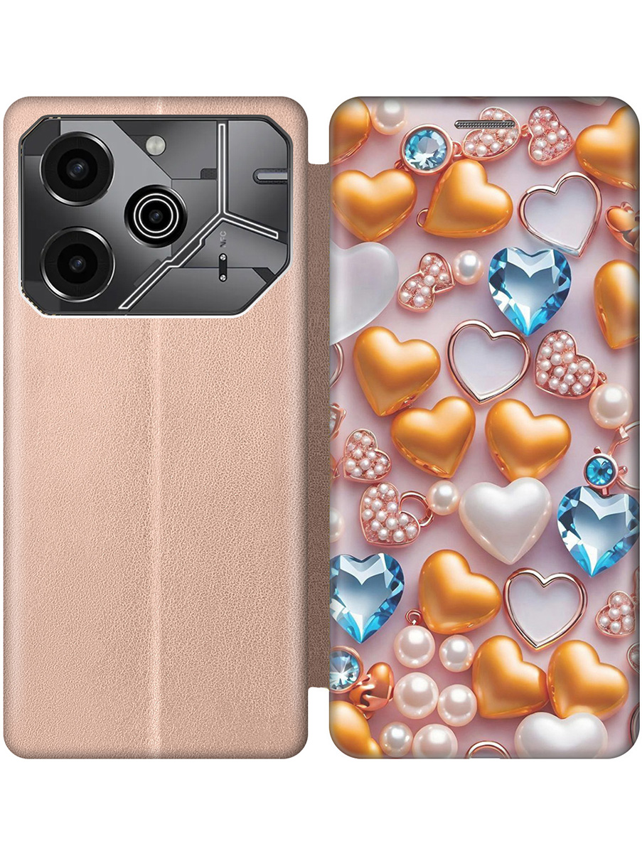 Чехол-книжка на Tecno Pova 6 Pro с принтом "Украшения и сердечки" золотой, Золотистый;белый;голубой, 781971091
Чехол-книжка на Tecno Pova 6 Pro с принтом "Украшения и сердечки" золотой, Золотистый;белый;голубой, 781971091