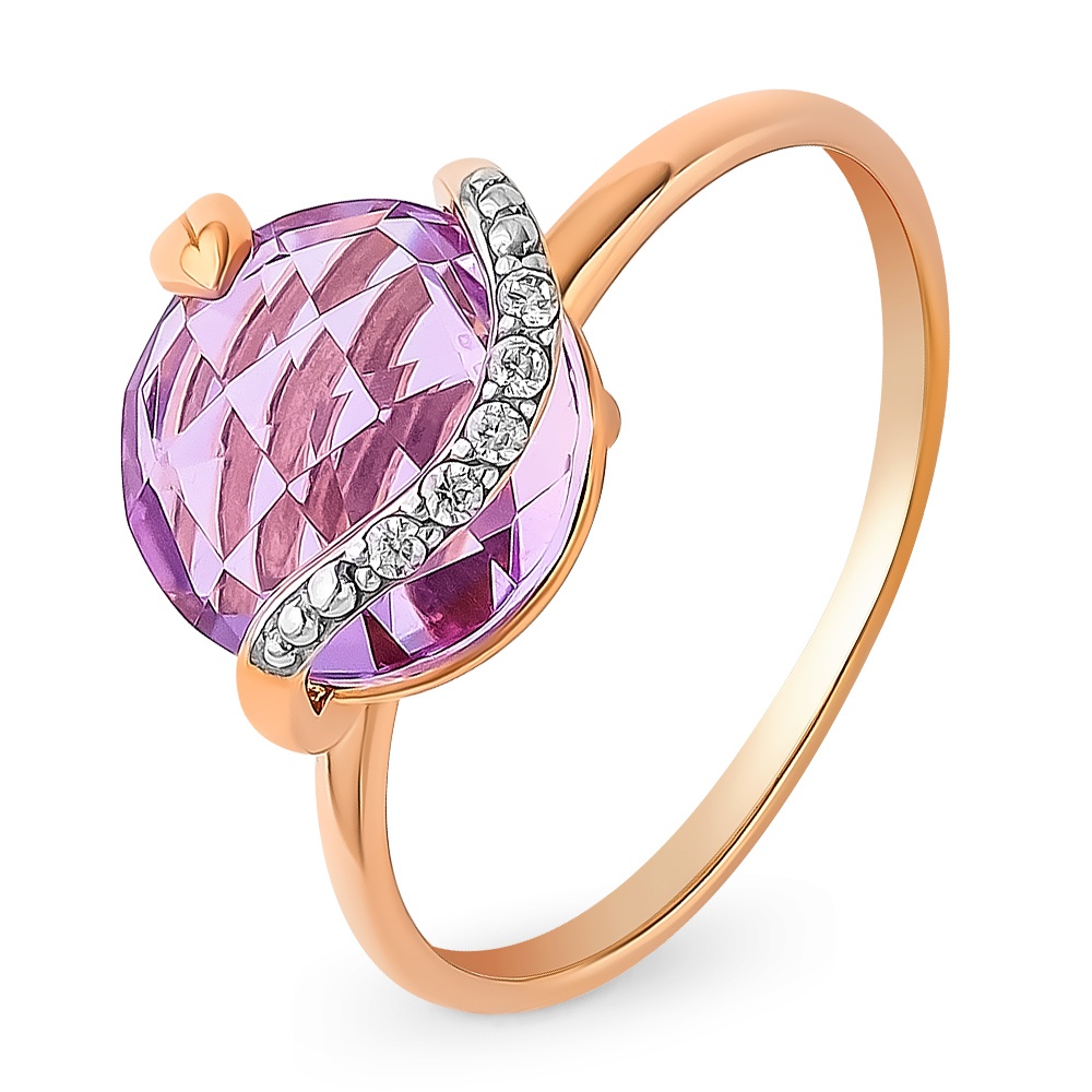 Кольцо женское из красного золота с аметистом, фианитом 585Gold 299000043, р, 299000043
Кольцо женское из красного золота с аметистом, фианитом 585Gold 299000043, р, 299000043