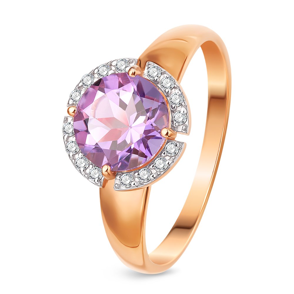 Кольцо женское из красного золота с аметистом, фианитом 585Gold 201012118, р. 16,5, 201012118
Кольцо женское из красного золота с аметистом, фианитом 585Gold 201012118, р. 16,5, 201012118