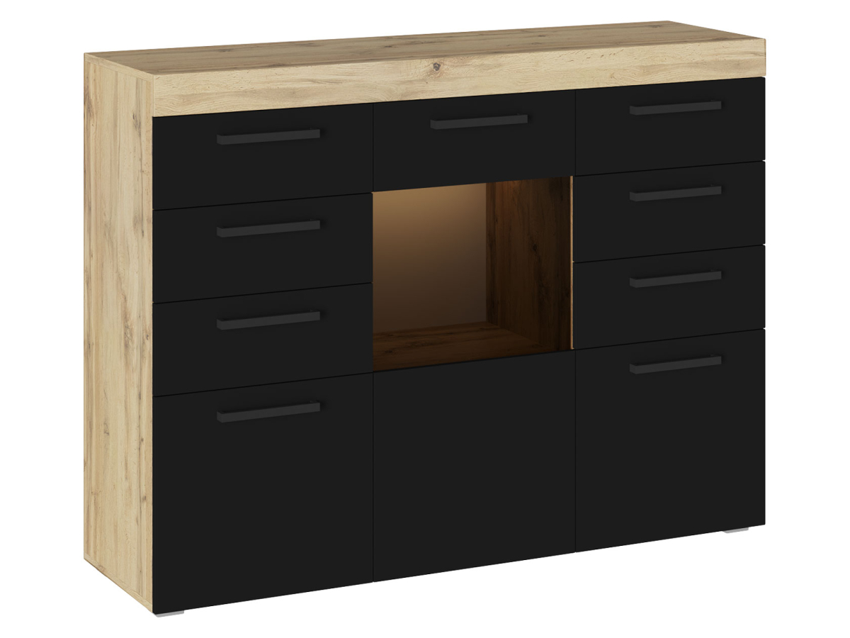 Комод Эра Бастон Дуб Вотан/Черный глянец, Бастон 53714
Комод Эра Бастон Дуб Вотан/Черный глянец, Бастон 53714