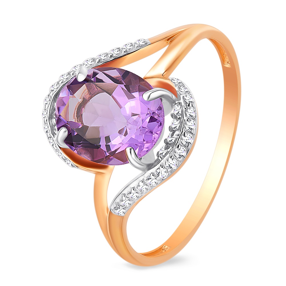 Кольцо женское из красного золота с аметистом, фианитом 585Gold 201011788, р. 17,5, 201011788
Кольцо женское из красного золота с аметистом, фианитом 585Gold 201011788, р. 17,5, 201011788