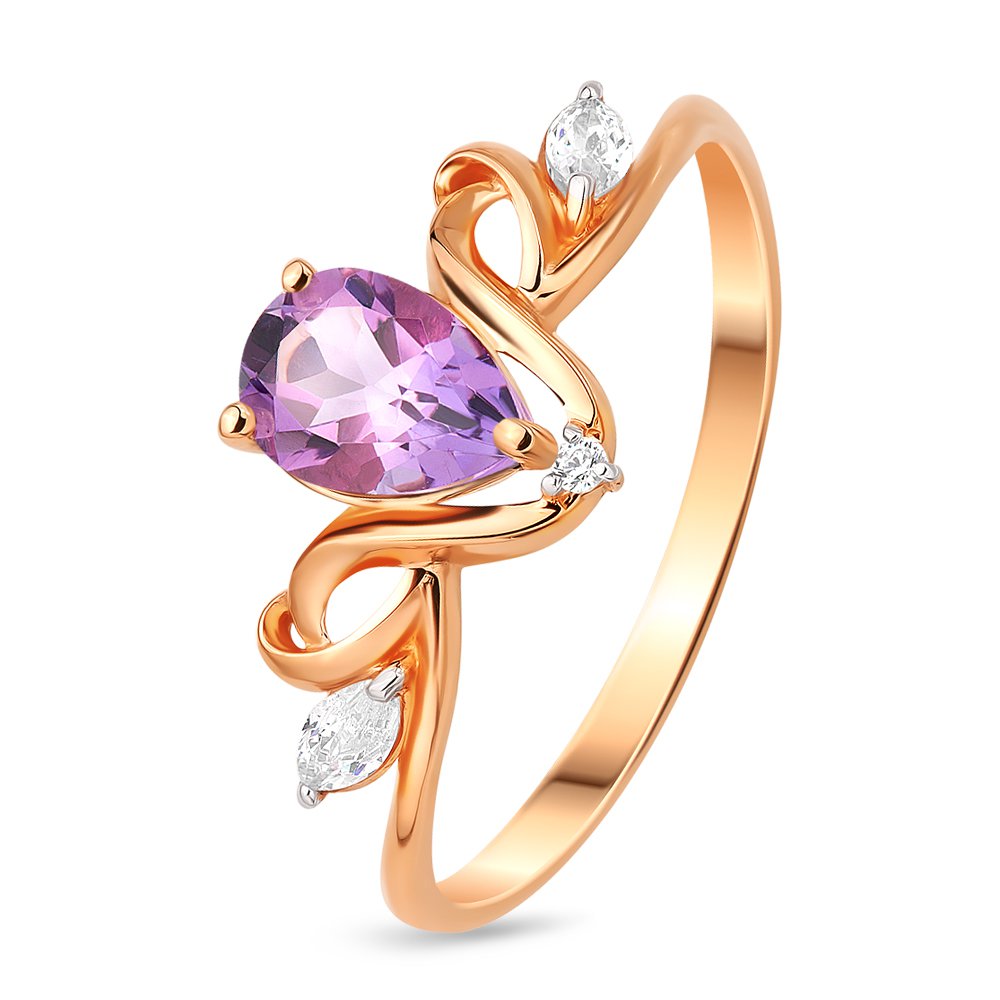 Кольцо женское из красного золота с аметистом, фианитом 585Gold 201013041, р. 18, 201013041
Кольцо женское из красного золота с аметистом, фианитом 585Gold 201013041, р. 18, 201013041