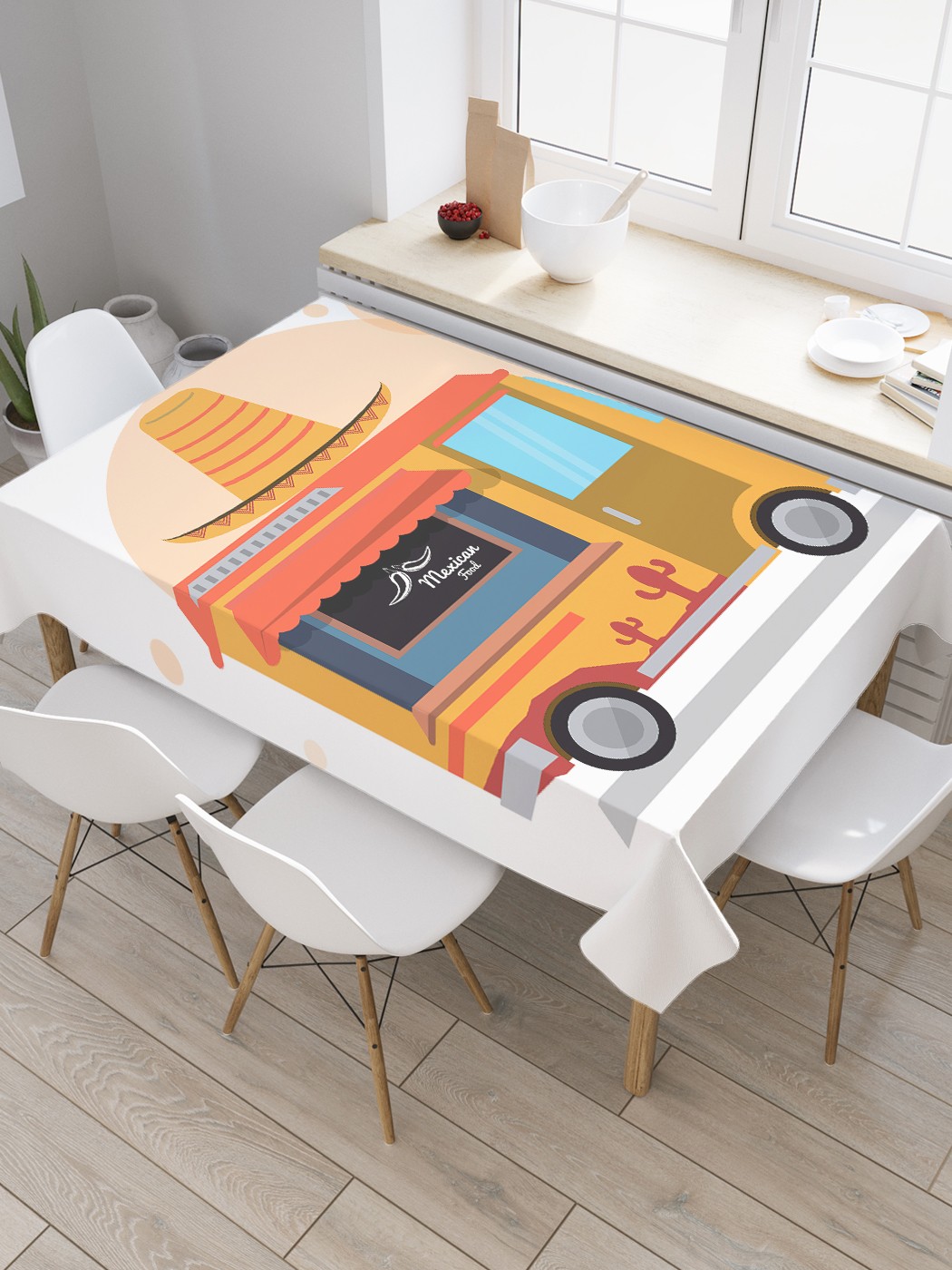 Скатерть прямоугольная JoyArty "Мексиканский фуд-трак" из оксфорда, 120x145 см, Белый, Мексиканский фуд-трак
Скатерть прямоугольная JoyArty "Мексиканский фуд-трак" из оксфорда, 120x145 см, Белый, Мексиканский фуд-трак