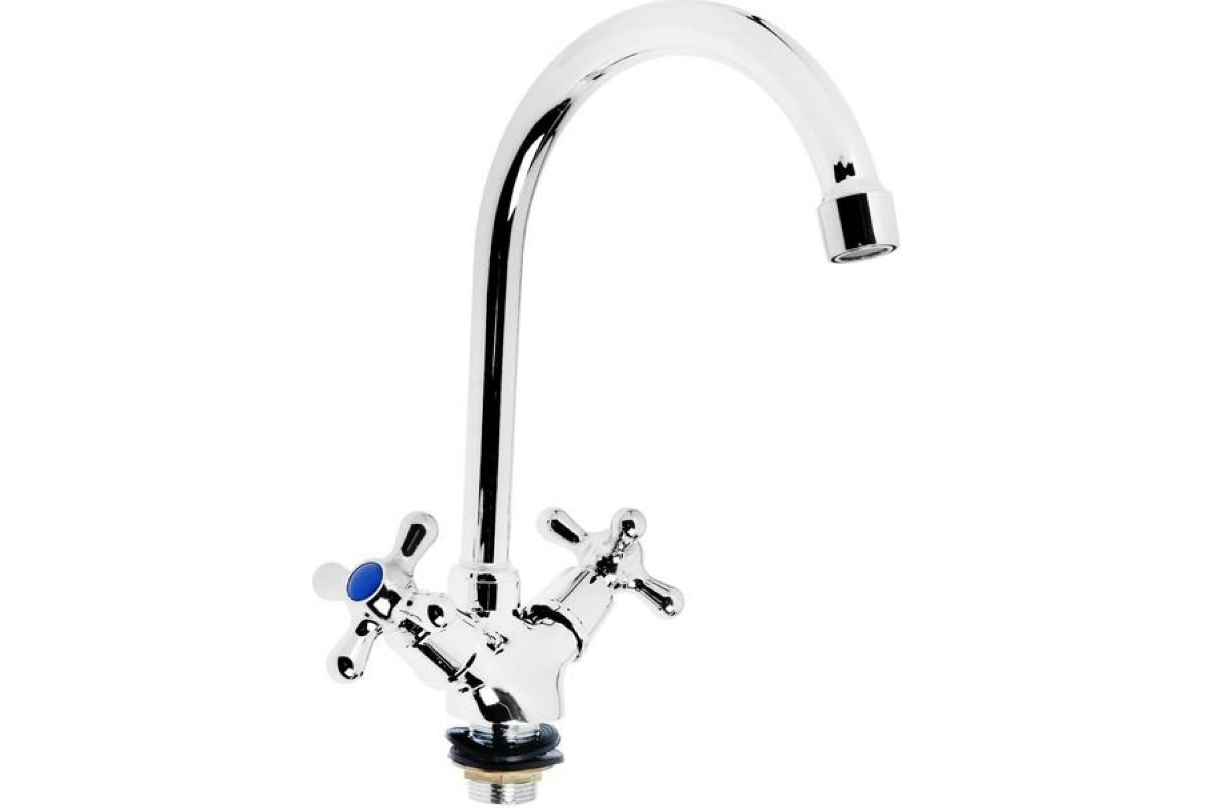 Смеситель для кухни ZEIN Z3101, двухвентильный, высокий излив, хром, Серебристый