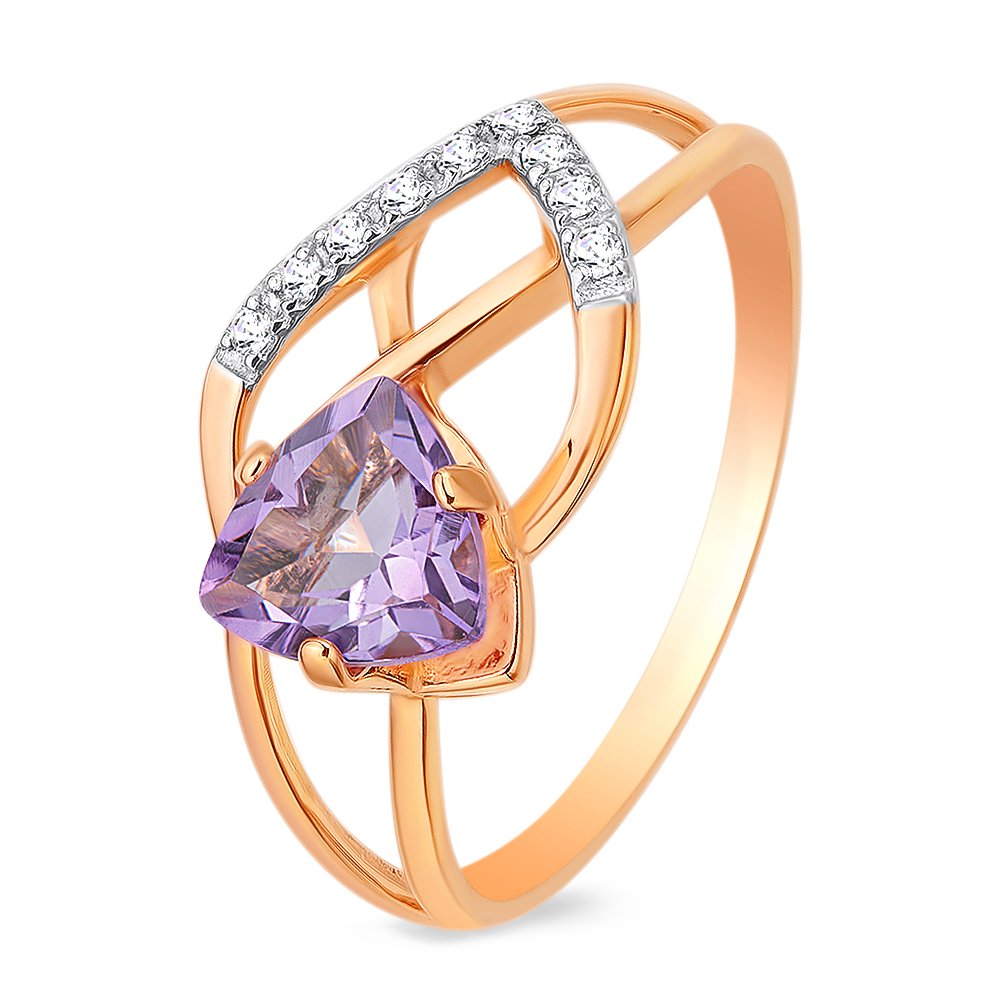 Кольцо женское из красного золота с аметистом, фианитом 585Gold 201011300, р. 18, 201011300
Кольцо женское из красного золота с аметистом, фианитом 585Gold 201011300, р. 18, 201011300