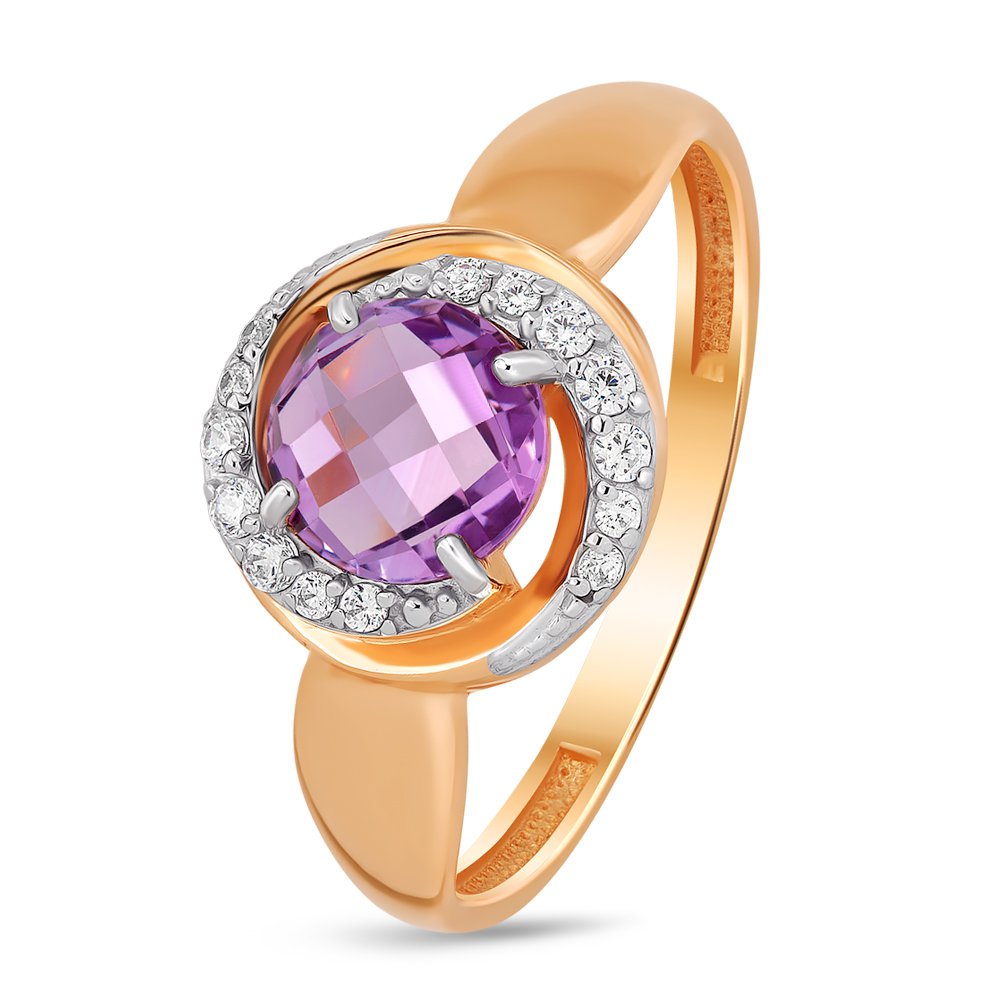 Кольцо женское из красного золота с аметистом, фианитом 585Gold 201011031, р. 18,5, 201011031
Кольцо женское из красного золота с аметистом, фианитом 585Gold 201011031, р. 18,5, 201011031