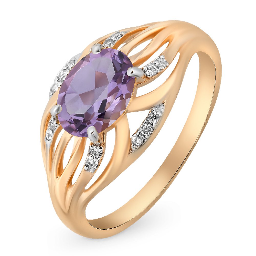 Кольцо женское из красного золота с аметистом, фианитом 585Gold 201011038, р. 17,5, 201011038
Кольцо женское из красного золота с аметистом, фианитом 585Gold 201011038, р. 17,5, 201011038