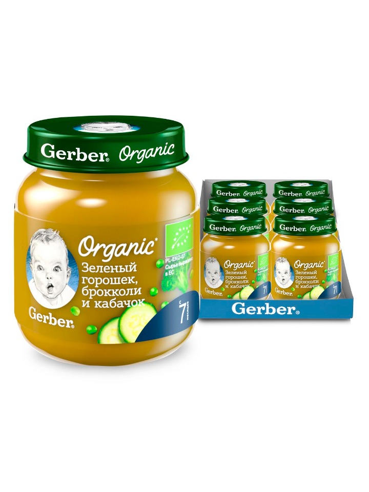 Овощное пюре Gerber Organic Зеленый горошек, брокколи и кабачок, 6 шт. по 125 г, зеленый горошек, брокколи и кабачок
Овощное пюре Gerber Organic Зеленый горошек, брокколи и кабачок, 6 шт. по 125 г, зеленый горошек, брокколи и кабачок