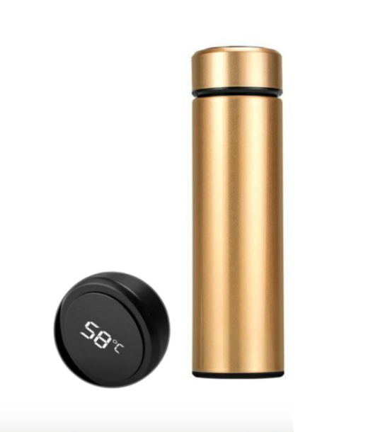 фото Бутылка-термос с датчиком температуры smart cup led (золотая) bestyday