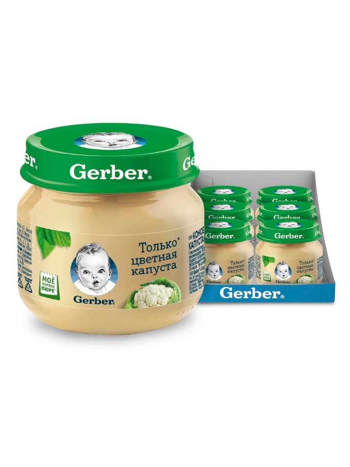 Овощное пюре Gerber Только Цветная капуста первая ступень , 6 шт. по 80 г, цветная капуста
Овощное пюре Gerber Только Цветная капуста первая ступень , 6 шт. по 80 г, цветная капуста