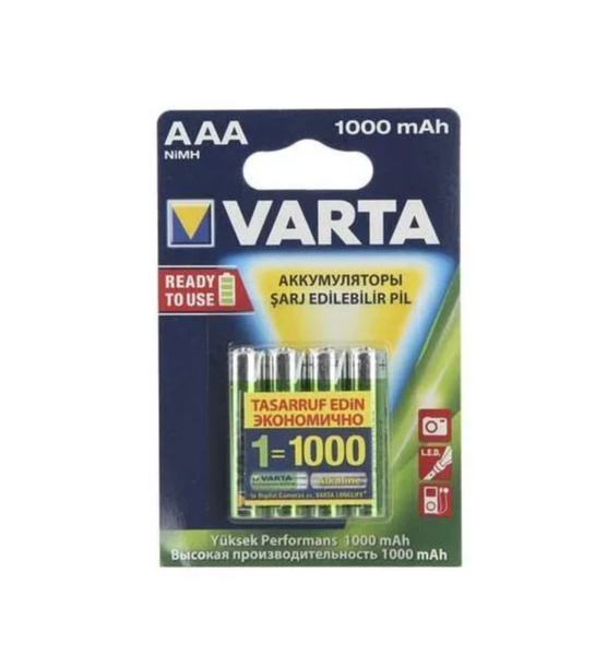 Аккумулятор VARTA PROFESSIONAL ACCU AAA (LR03) / 1.2 В/ 1000 мАч/ NiMH 4 штуки в блистере
Аккумулятор VARTA PROFESSIONAL ACCU AAA (LR03) / 1.2 В/ 1000 мАч/ NiMH 4 штуки в блистере