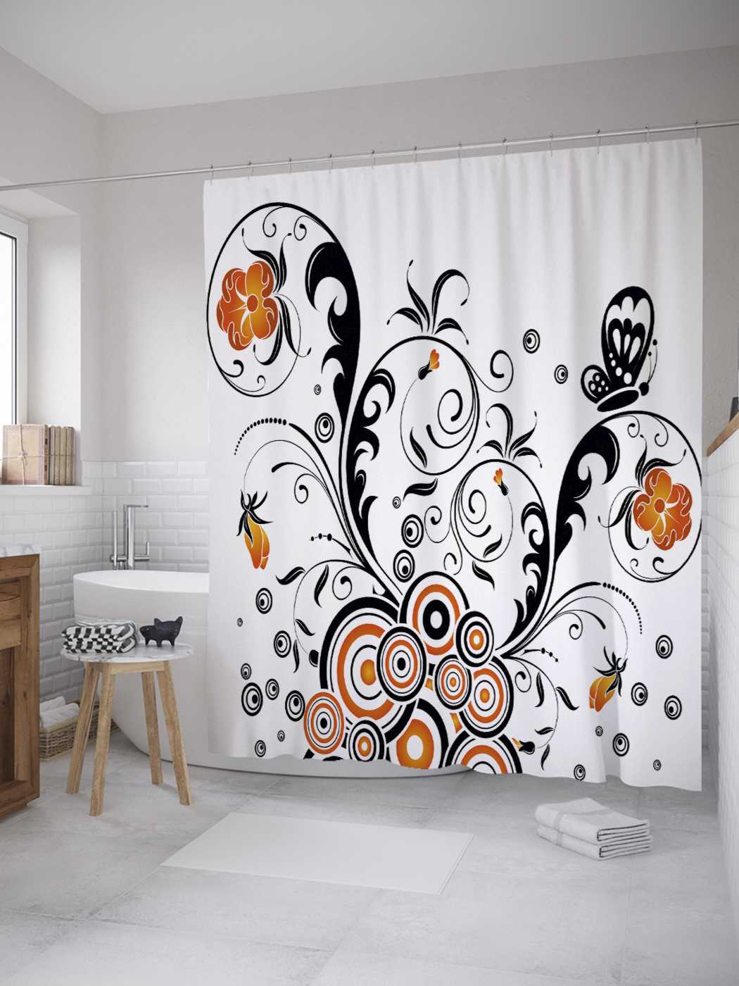 Штора (занавеска) JoyArty для ванной "Векторные вензеля" из сатена, 180х200 см с крючками, Черный
Штора (занавеска) JoyArty для ванной "Векторные вензеля" из сатена, 180х200 см с крючками, Черный