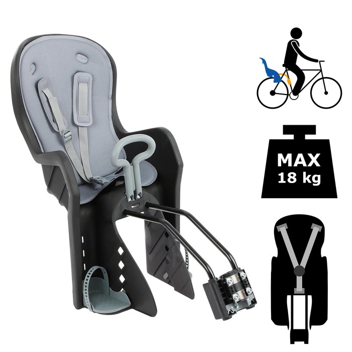 фото Велокресло заднее bq-9 с ручкой, крепление на раму с кнопкой, цвет черный