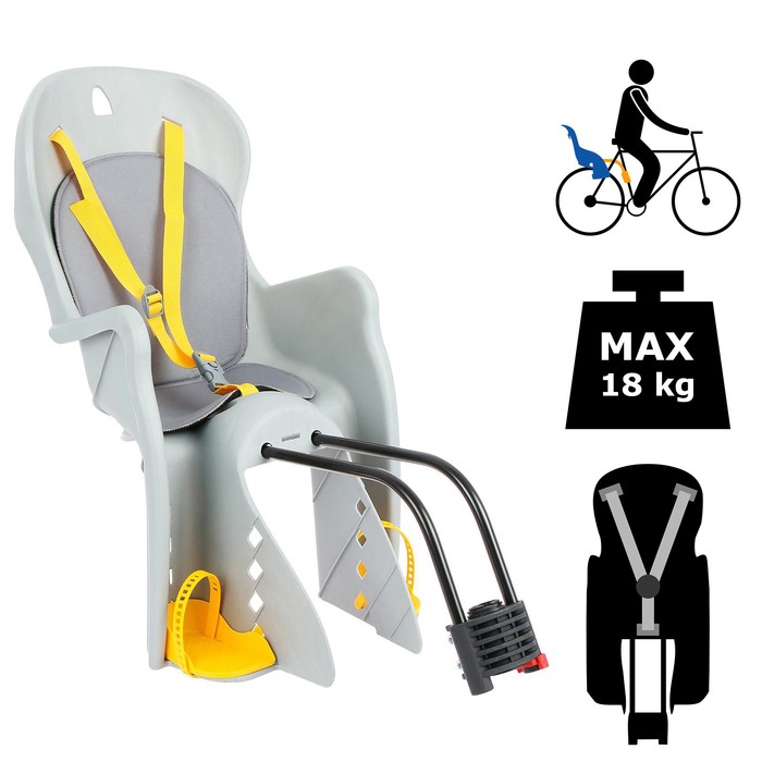 фото Велокресло заднее bq-7a, крепление на раму, цвет серый