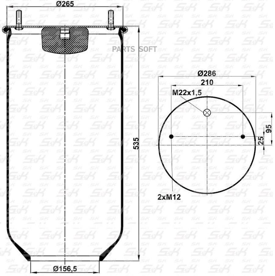 Sk-4028P-01_Пневмоподушка Без Стакана (2Шп.m12 Смещ.25 1Отв-Шт.m22 Н:отв.d156.5) S&K арт.
Sk-4028P-01_Пневмоподушка Без Стакана (2Шп.m12 Смещ.25 1Отв-Шт.m22 Н:отв.d156.5) S&K арт.