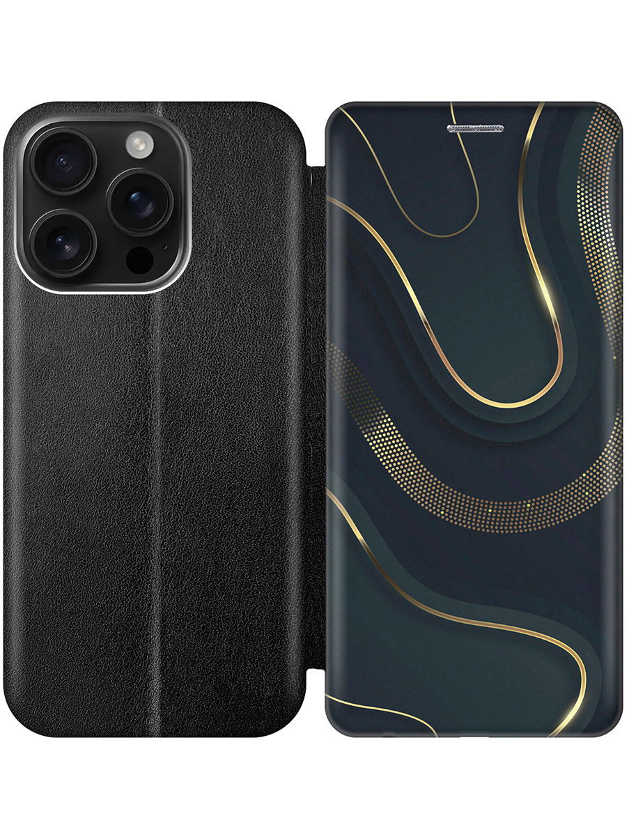 Чехол-книжка на Apple iPhone 16 Pro с принтом "Золотистые акценты" черный, Черный;золотистый;серый, 785197731 
Чехол-книжка на Apple iPhone 16 Pro с принтом "Золотистые акценты" черный, Черный;золотистый;серый, 785197731