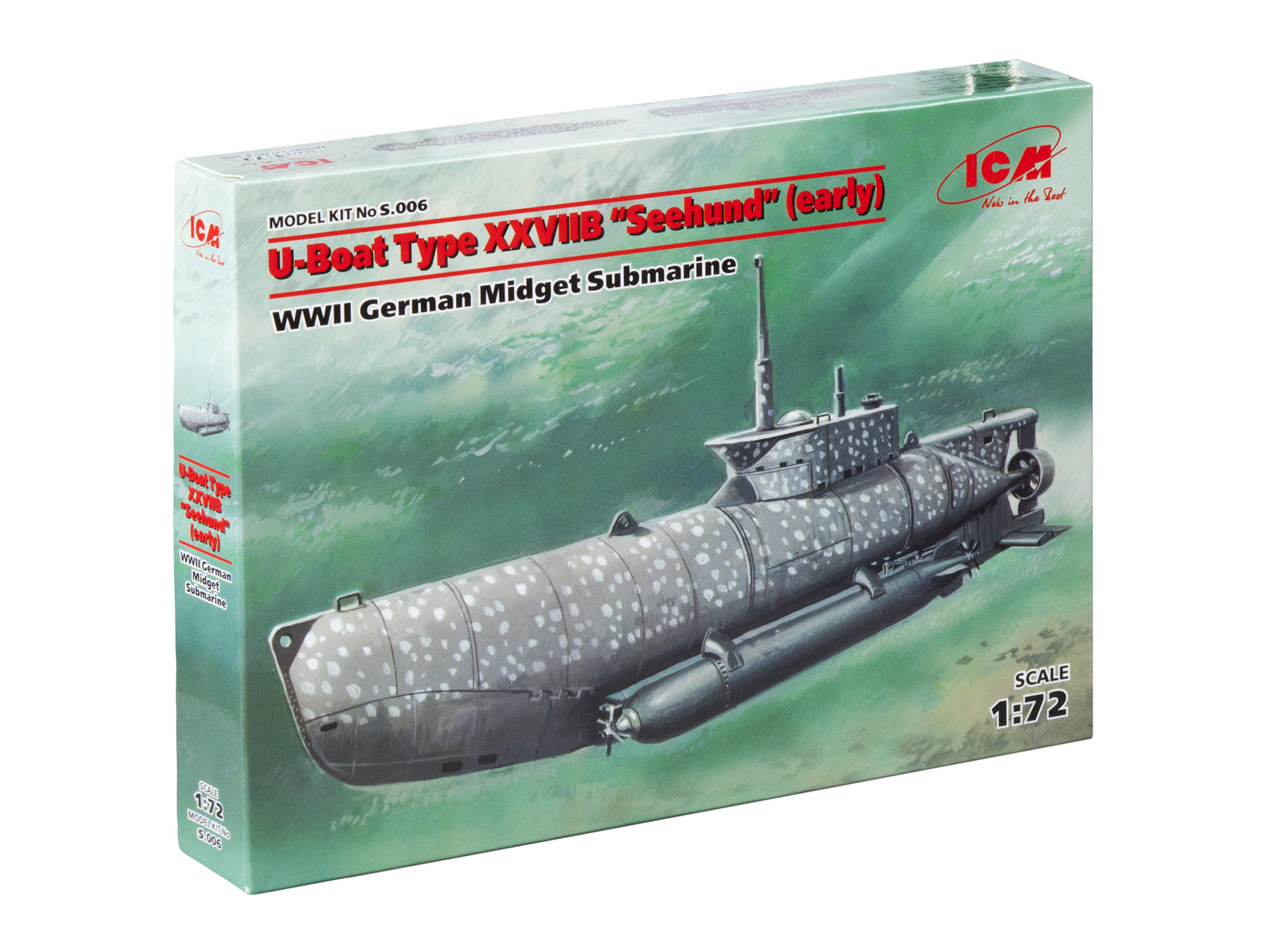 фото Сборная модель icm 1/72 германская подводная лодка "zeehund", тип xxiib s.006