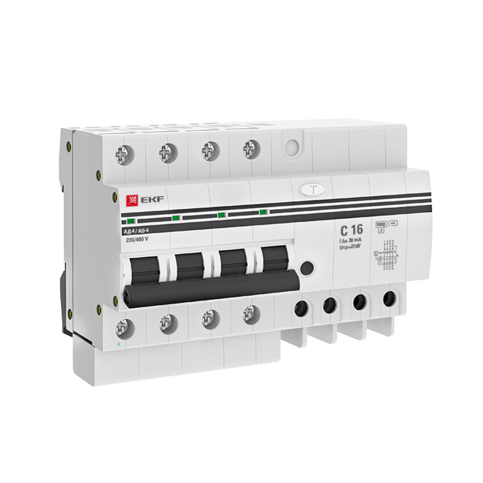 Дифавтомат EKF PROxima АД-4 16А/30мА (хар.C, AC, электронный) 6кА DA4-6-16 DA4-6-16-30-pro, АД-4 16А/30мА (хар.C, AC, электронный) 6кА
Дифавтомат EKF PROxima АД-4 16А/30мА (хар.C, AC, электронный) 6кА DA4-6-16 DA4-6-16-30-pro, АД-4 16А/30мА (хар.C, AC, электронный) 6кА