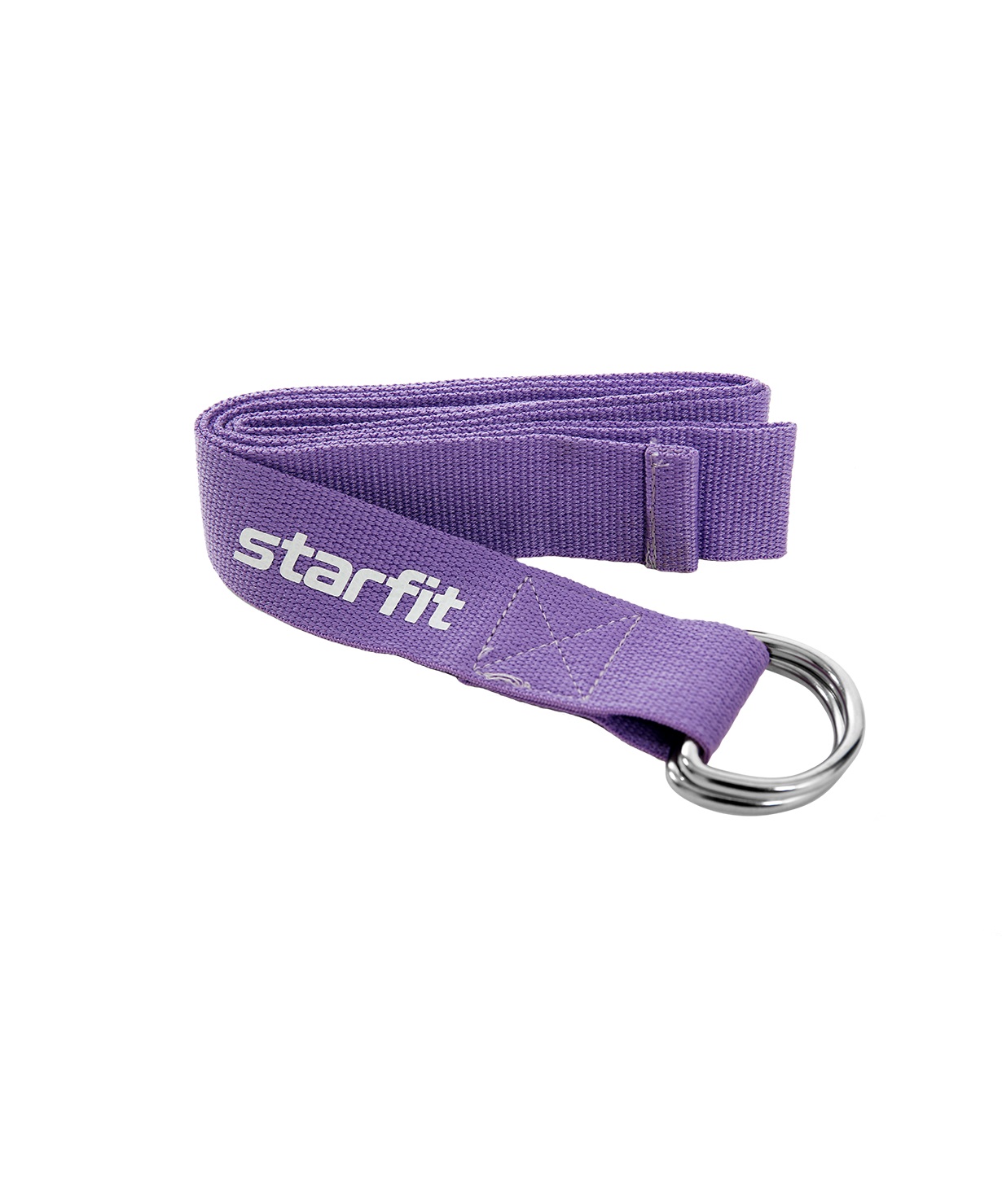 фото Ремень для йоги starfit core yb-100 186 см, хлопок, фиолетовый пастель
