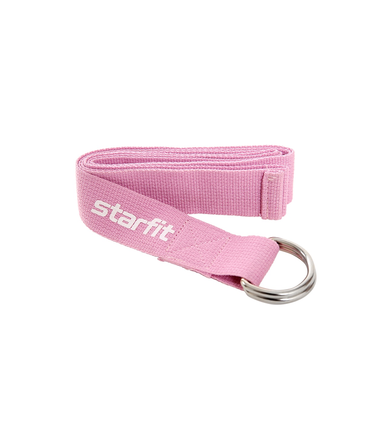 фото Ремень для йоги starfit core yb-100 186 см, хлопок, розовый пастель