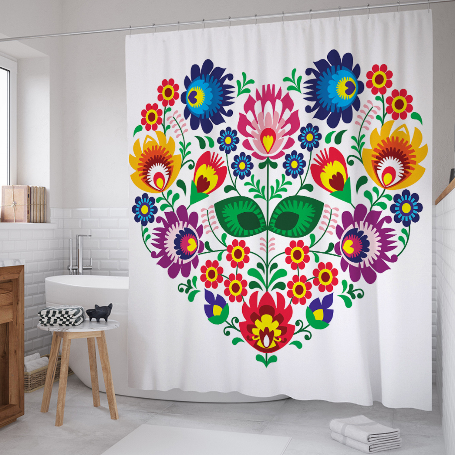 Штора для ванной JoyArty "Польский орнамент в сердце" из сатена, 180х200 см с крючками, Белый, Польский орнамент в сердце 
Штора для ванной JoyArty "Польский орнамент в сердце" из сатена, 180х200 см с крючками, Белый, Польский орнамент в сердце