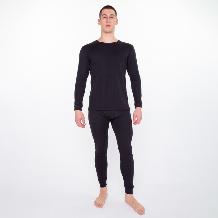 фото Термобельё (фуфайка,кальсоны) мужское начёс, цвет чёрный, размер 52 nobrand