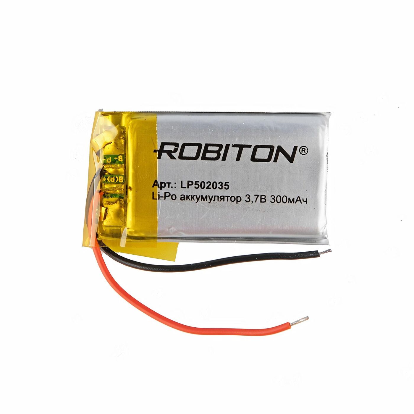 Аккумулятор ROBITON LP 502035, Li-Pol, 3.7 В, 300 мАч, призма со схемой защиты, LP 502035
Аккумулятор ROBITON LP 502035, Li-Pol, 3.7 В, 300 мАч, призма со схемой защиты, LP 502035