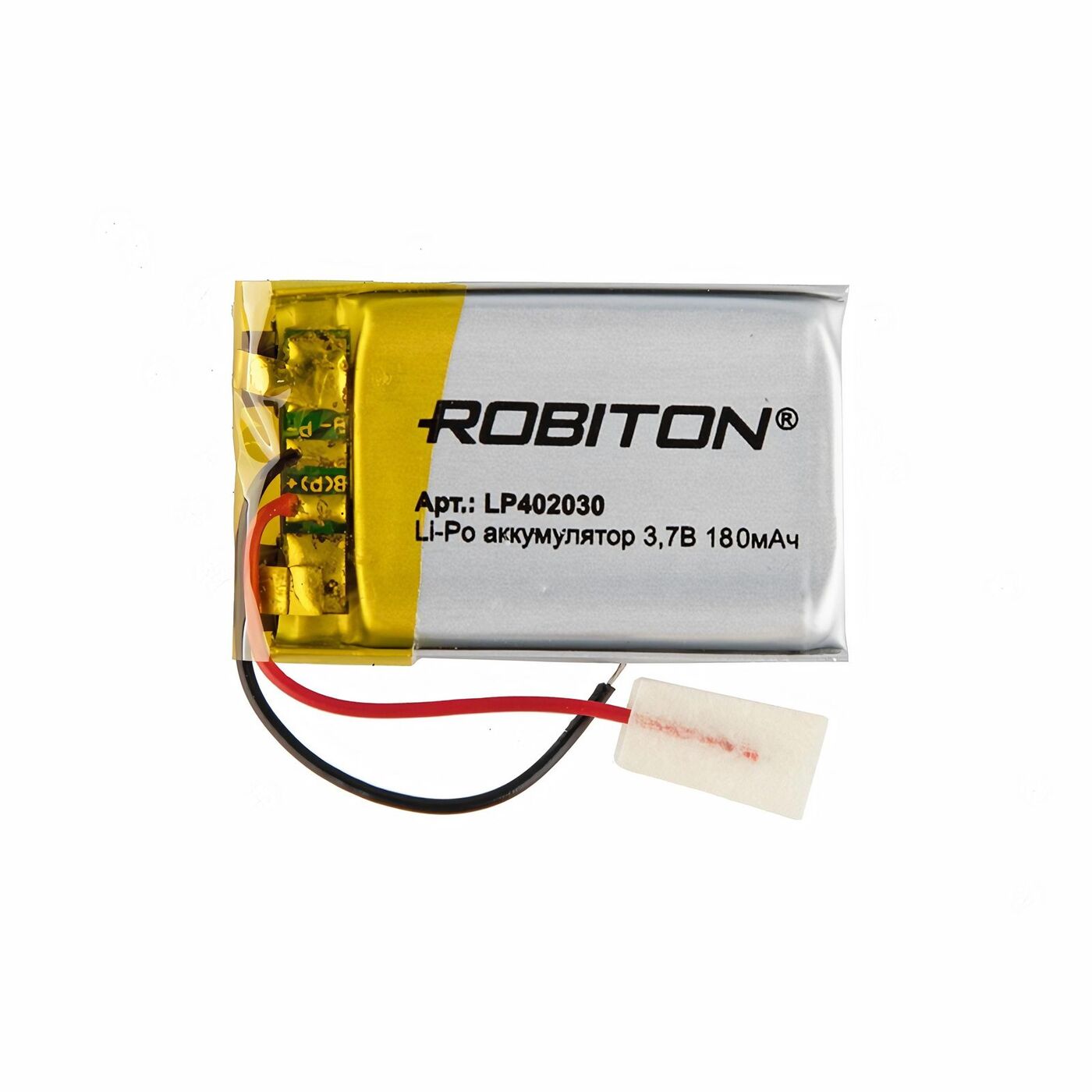 Аккумулятор ROBITON LP 402030, Li-Pol, 3.7 В, 180 мАч, призма со схемой защиты, LP 402030
Аккумулятор ROBITON LP 402030, Li-Pol, 3.7 В, 180 мАч, призма со схемой защиты, LP 402030