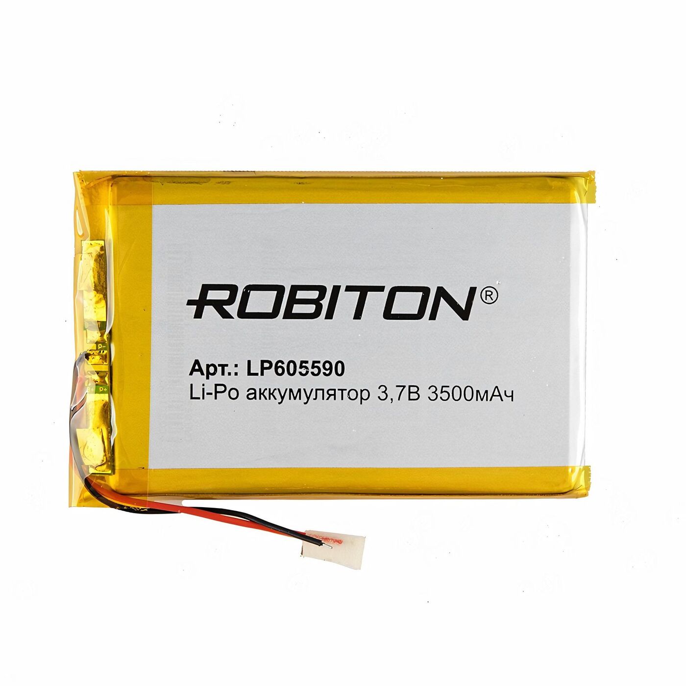Аккумулятор ROBITON LP 605590, Li-Pol, 3.7 В, 3500 мАч, призма со схемой защиты, LP 605590
Аккумулятор ROBITON LP 605590, Li-Pol, 3.7 В, 3500 мАч, призма со схемой защиты, LP 605590