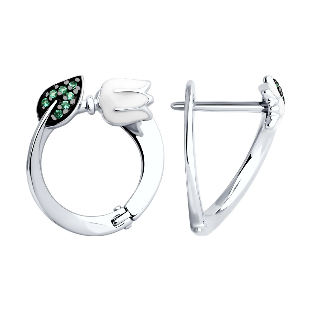 Серьги из серебра SOKOLOV 94026682, фианит\эмаль, 94026682 
Серьги из серебра SOKOLOV 94026682, фианит\эмаль, 94026682