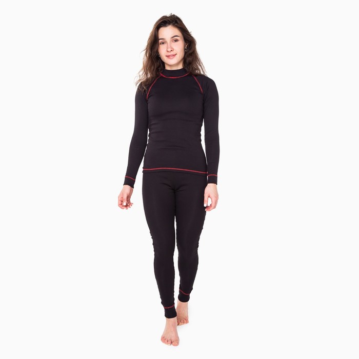 фото Термобельё женское (джемпер, леггинсы), цвет чёрный/красный, размер 44 tusi