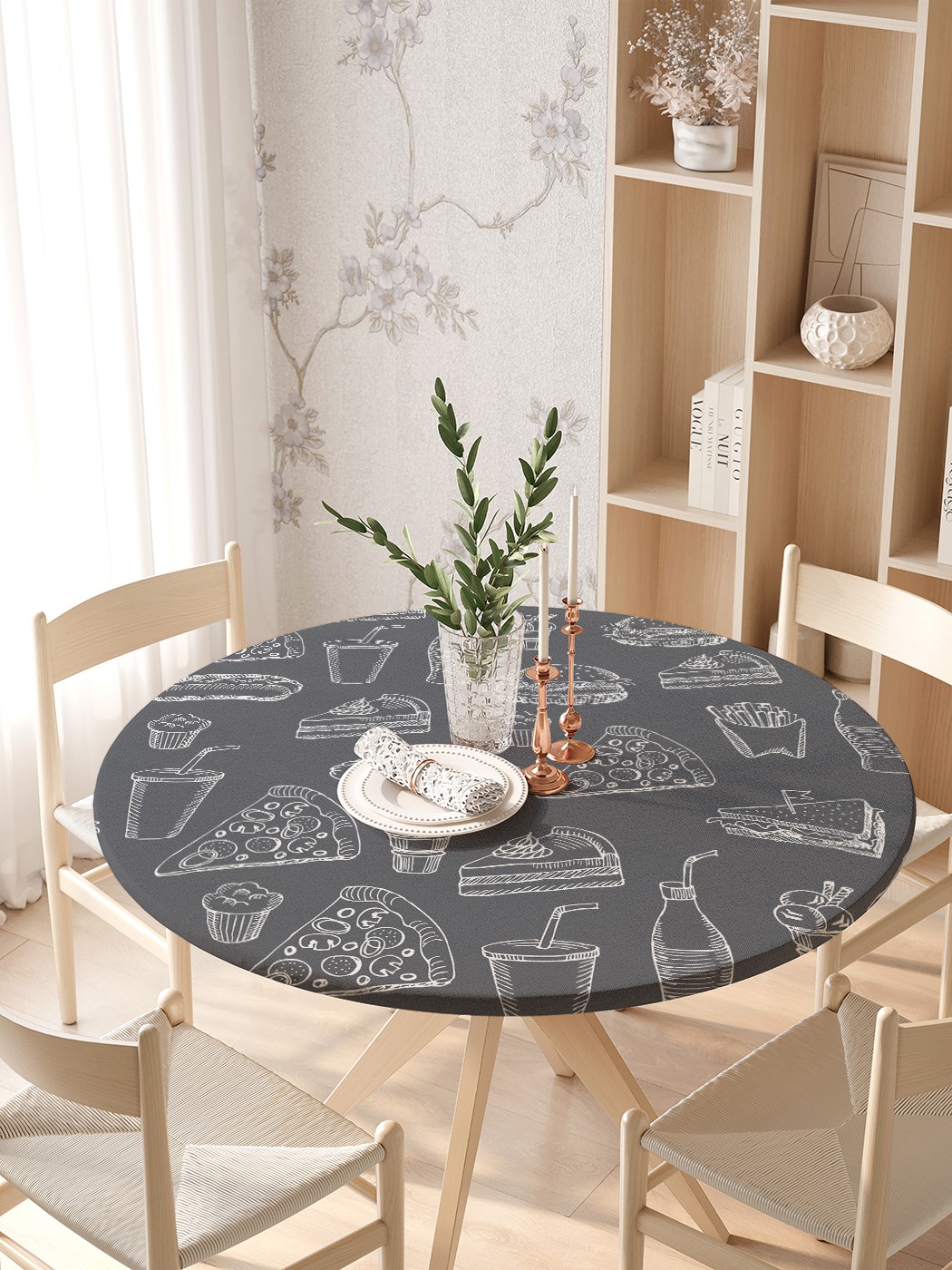 Круглая кухонная скатерть на резинке JoyArty, на круглый стол диаметром 105-120 см, Серый, Бледный фаст-фуд
Круглая кухонная скатерть на резинке JoyArty, на круглый стол диаметром 105-120 см, Серый, Бледный фаст-фуд