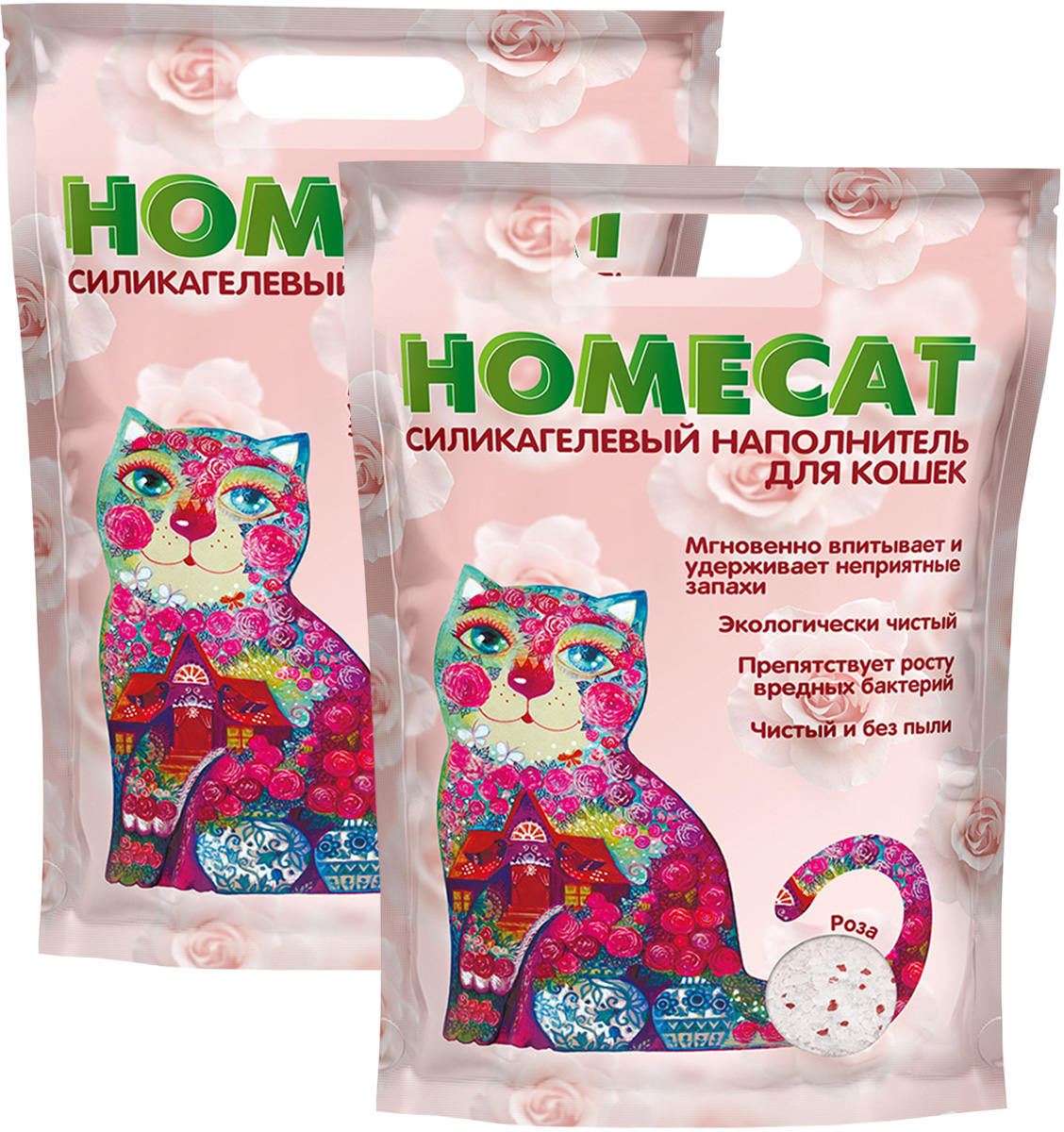 Впитывающий наполнитель HOMECAT силикагелевый, роза, 2 шт по 12,5 л 
Впитывающий наполнитель HOMECAT силикагелевый, роза, 2 шт по 12,5 л