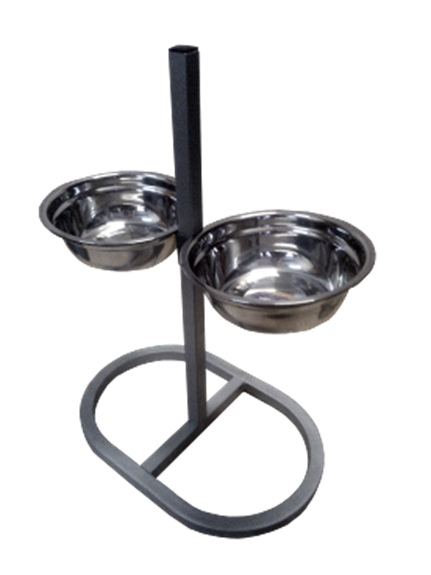 фото Кормушка-телескоп с овальной ножкой h-40см 2мет. миски (1,0л ) nobrand