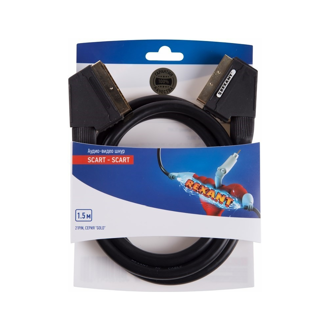 Шнур Rexant, штекер SCART - штекер SCART (21 pin), 1.5 м (напыление золотом) {06-3075}, Черный
Шнур Rexant, штекер SCART - штекер SCART (21 pin), 1.5 м (напыление золотом) {06-3075}, Черный