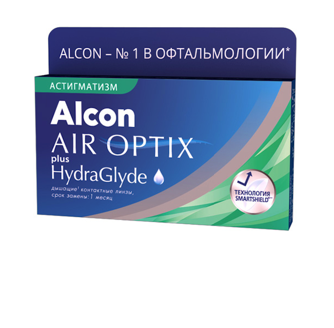 фото Контактные линзы airoptix hydraglyde for astigmatism 3 шт. pwr -2,50, cyl -1,25, axis 010