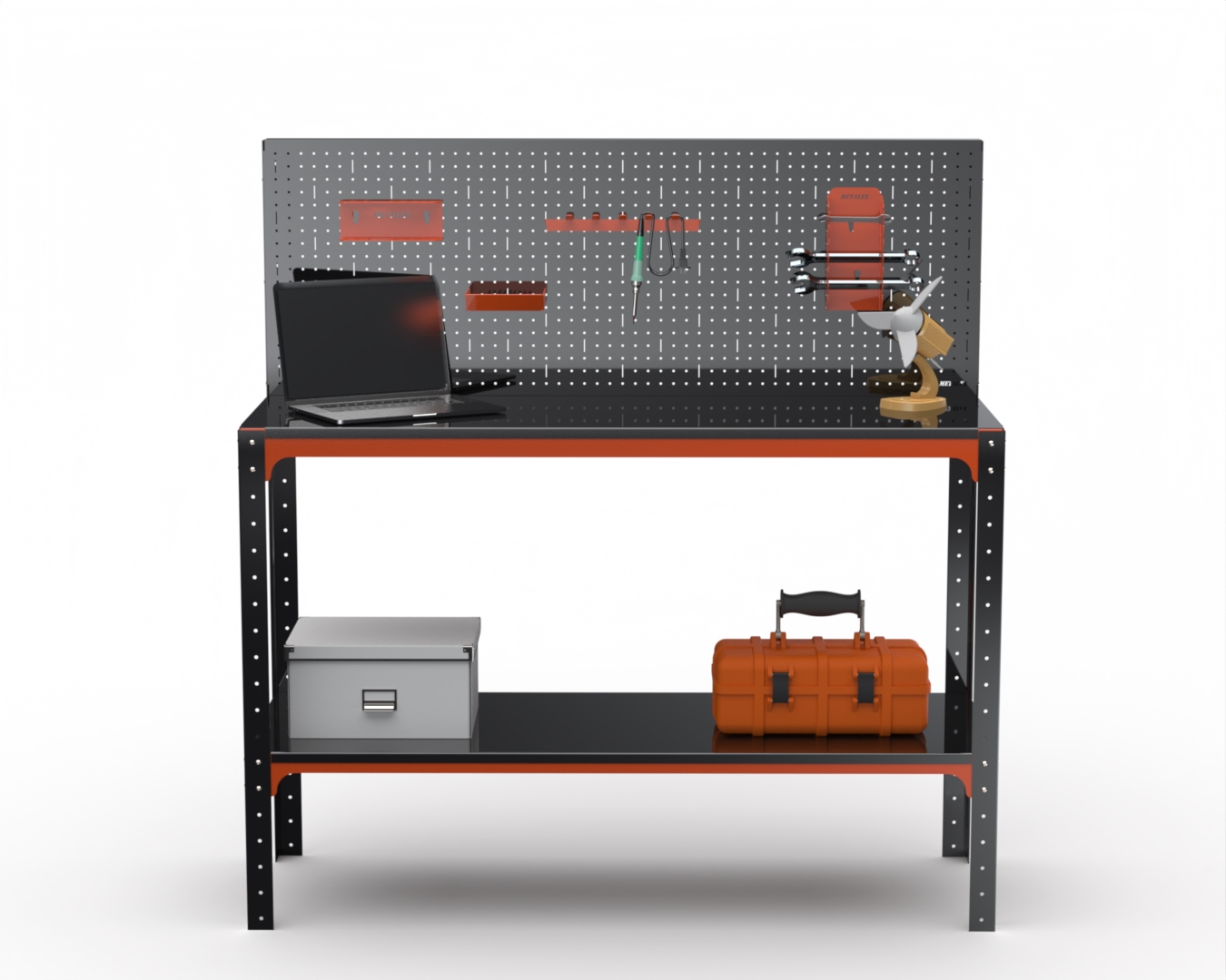 Стол-верстак Metalex серия KIT 950х1600х500 (одна полка) + перфопанель, оранжево-черный
Стол-верстак Metalex серия KIT 950х1600х500 (одна полка) + перфопанель, оранжево-черный