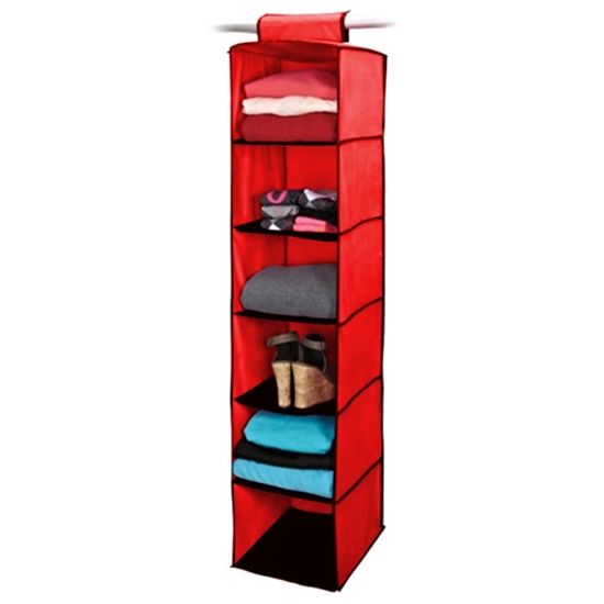 фото Органайзер на 6 полок hanging closet arganizer (цвет: красный ) nobrand