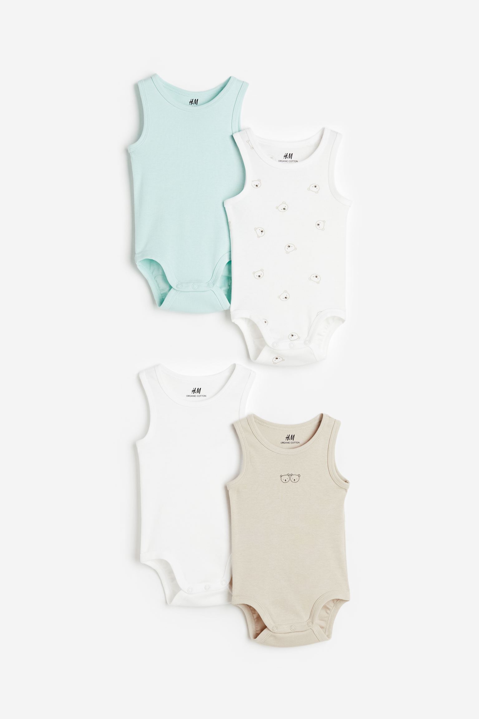 Комплект из 4 хлопковых боди без рукавов H&M 80 бирюзовый/Медведи (доставка из-за рубежа), 1165196
Комплект из 4 хлопковых боди без рукавов H&M 80 бирюзовый/Медведи (доставка из-за рубежа), 1165196