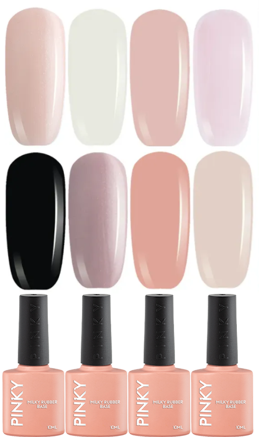 фото Набор камуфлирующих каучуковых баз pinky milky rubber base 1 2 4 5 7 11 14 18 10 мл