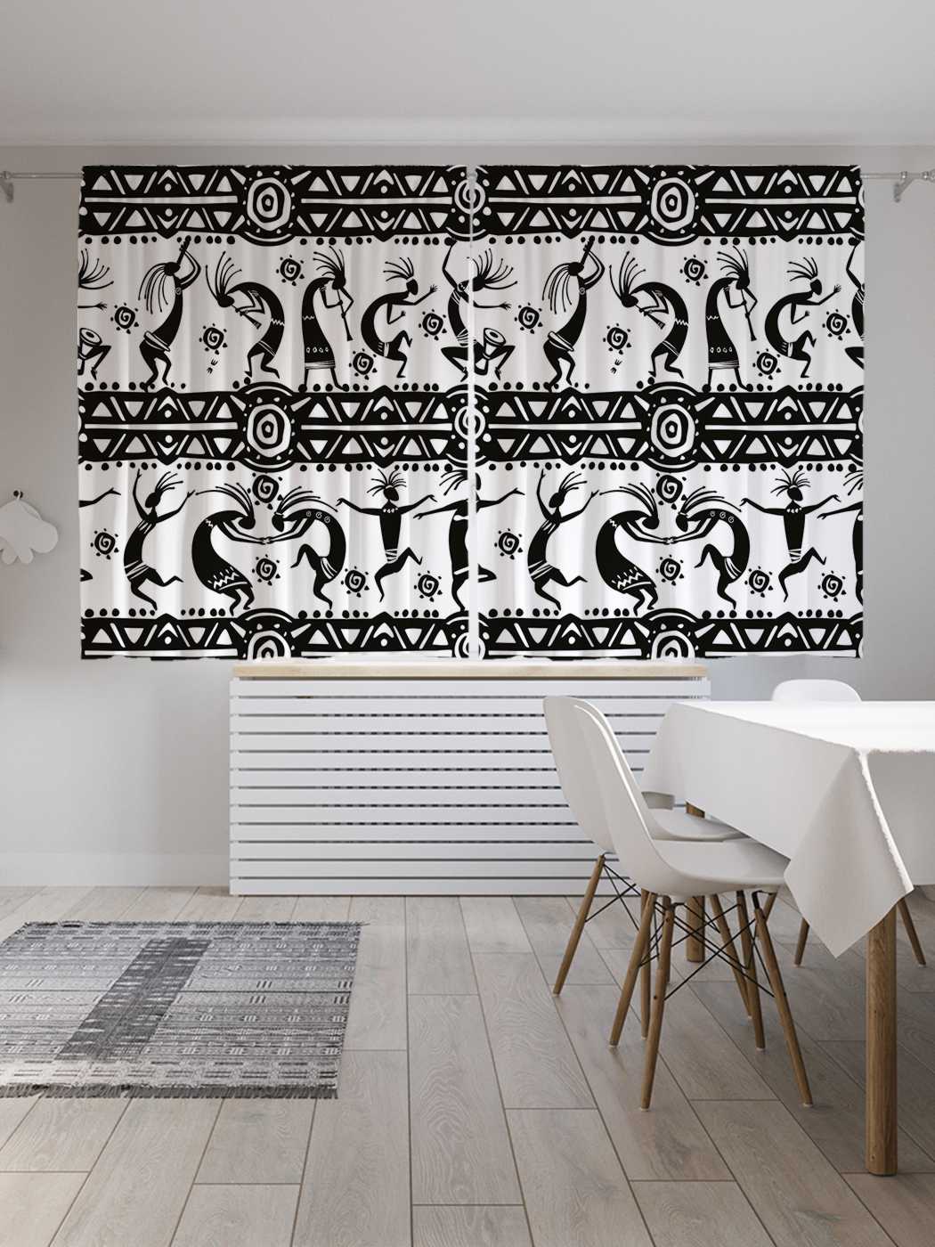 фото Классические шторы joyarty "этнические танцы", серия oxford delux, 2 полотна 145x180 см