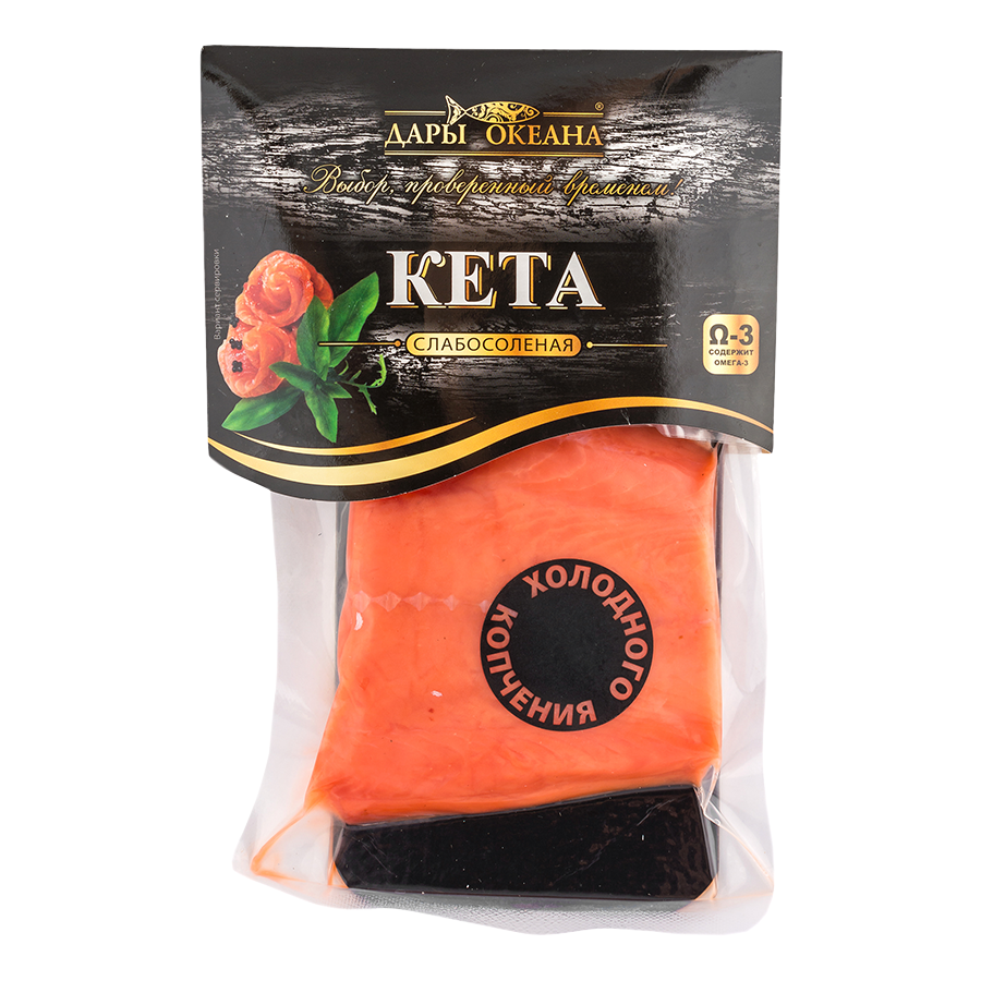 Кета Дары Океана слабосоленая филе-кусок 150 г 
Кета Дары Океана слабосоленая филе-кусок 150 г